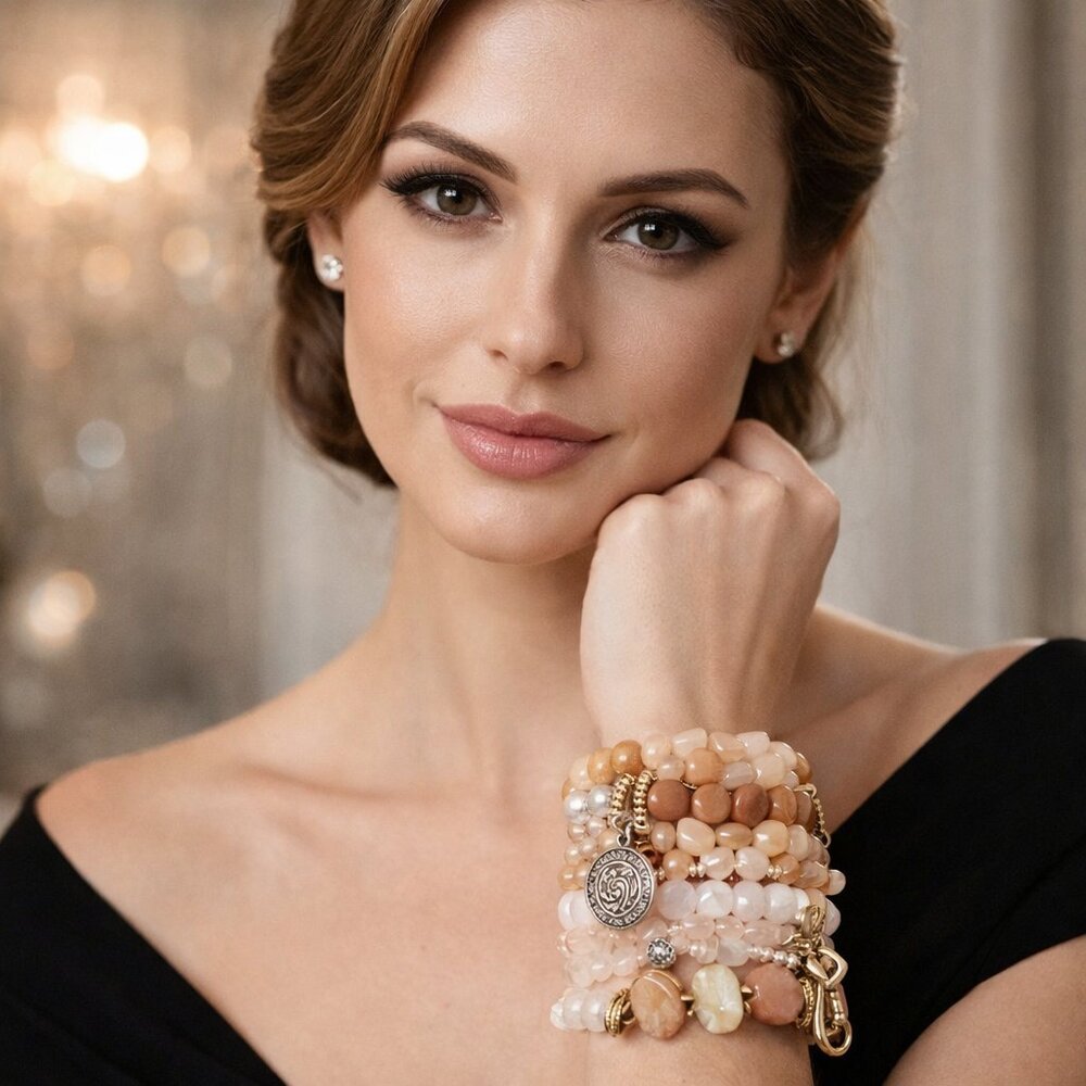 Gemstone Bracelet Set Beaded Stackable Charm Women Statement Bracelets USA
